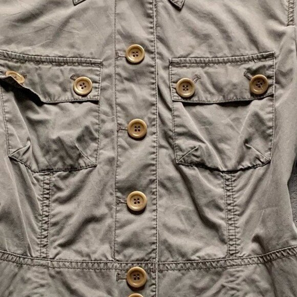 Women's Khaki Military-Style Button Jacket - Picture 5 of 5